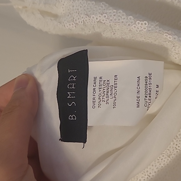 Sequin White Bodycon Cowl Neck Mini Dress With Criss Cross Back Size Medium - Picture 7 of 7